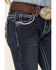 Shyanne Little Girls' Medium Wash Embroidered Southwestern Steer Head Pocket Bootcut Jeans, Blue, hi-res
