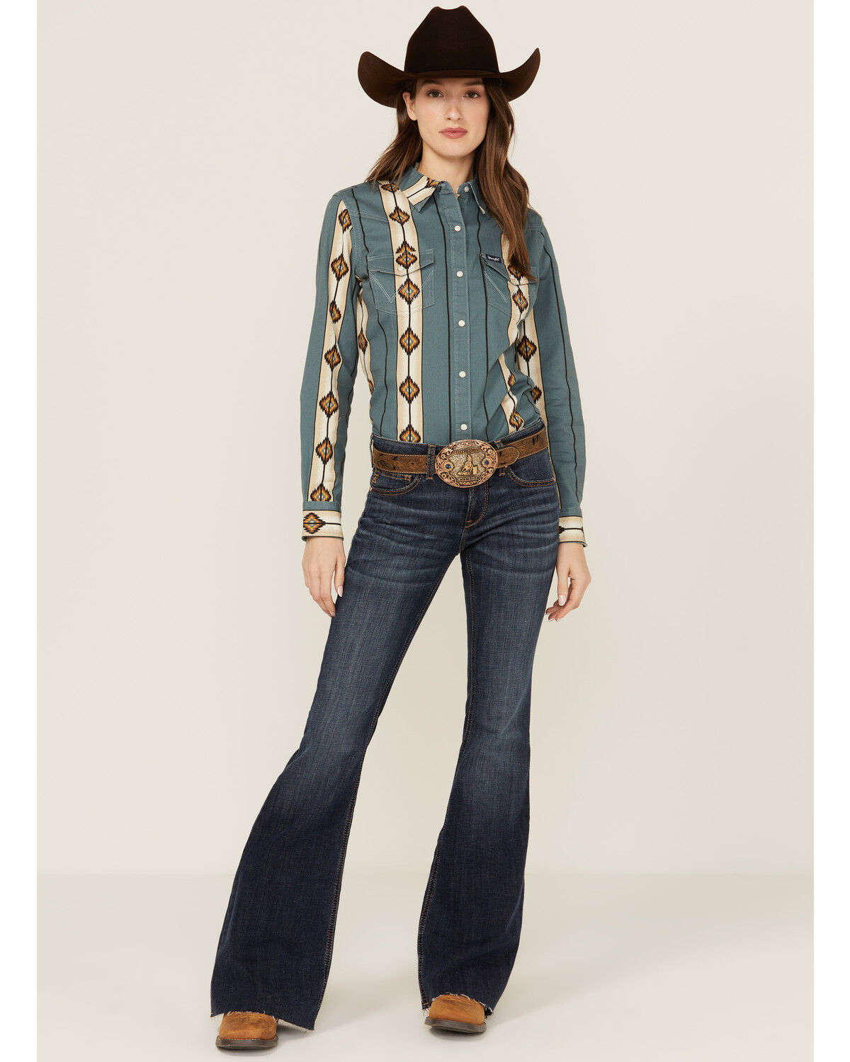 Image #3 - Ariat Women's Kallie Dark Wash Perfect Rise Flare Stretch Denim Jeans, Dark Wash, hi-res