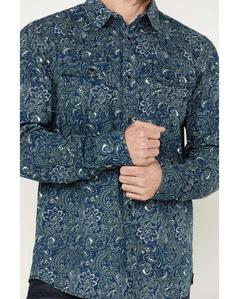 Image #3 - Cody James Men's FR Printed Lightweight Long Sleeve Snap Western Work Shirt, Navy, hi-res