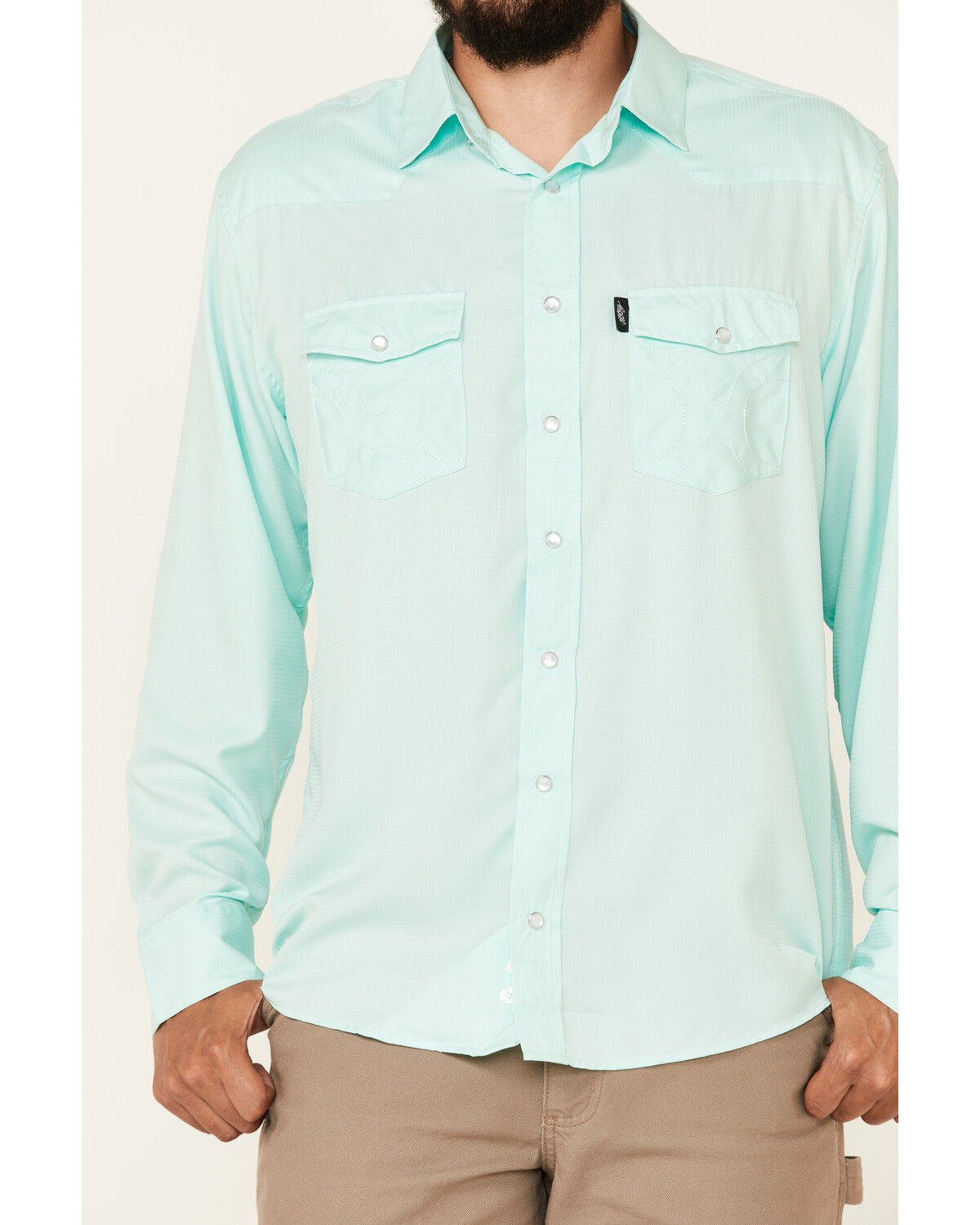 Image #3 - Hooey Men's Solid Habitat Sol Long Sleeve Pearl Snap Western Shirt, Teal, hi-res