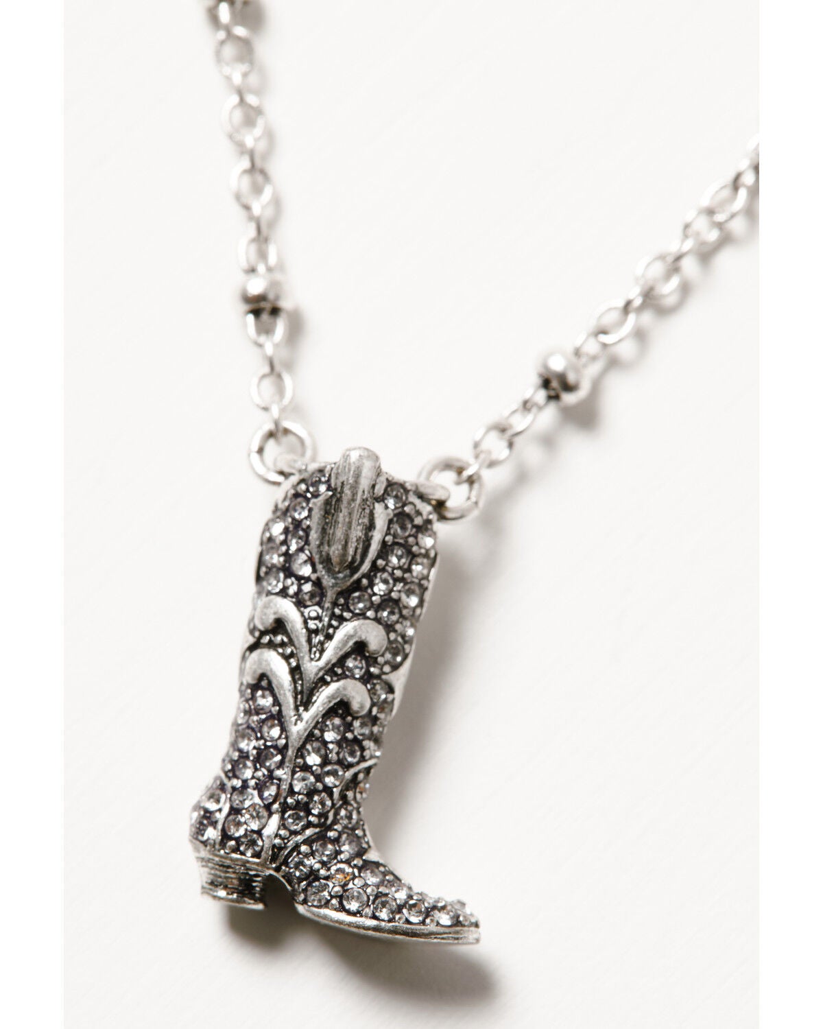 Image #2 - Lainey Wilson Women's Crystal Pav&eacute; Boot Pendant Necklace, Silver, hi-res