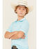 Image #2 - Ariat Boys' Tek Short Sleeve Polo Shirt, Aqua, hi-res