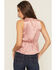 Image #4 - Shyanne Women's Satin Lace Trim Sleeveless Button-Down Tank Top, Mauve, hi-res