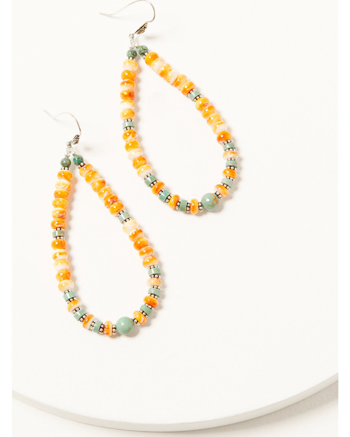 Image #1 - Paige Wallace Women's Spiny Oyster Long Loop Earrings, Orange, hi-res