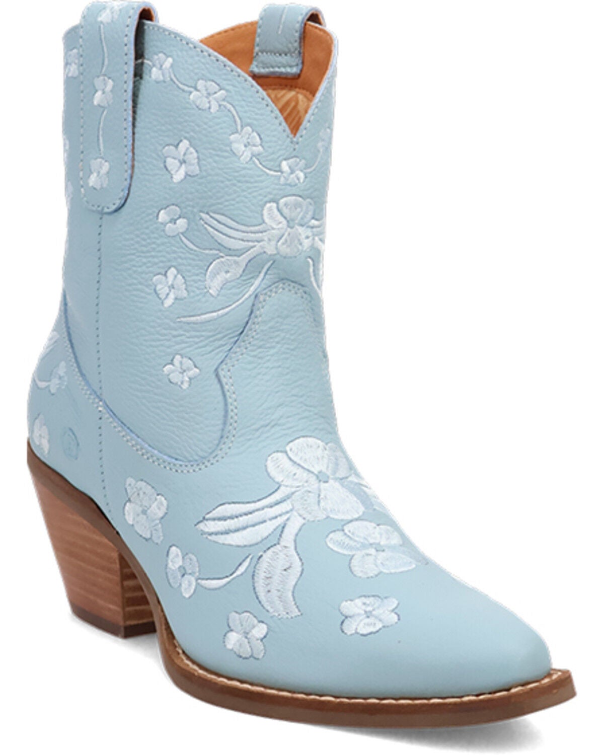 Image #1 - Dingo Women's Sweetheart Embroidered Booties - Round Toe, Blue, hi-res