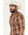 Image #2 - Ely Walker Men's Boot Barn Exclusive Plaid Print Short Sleeve Pearl Snap Western Shirt, Brown, hi-res