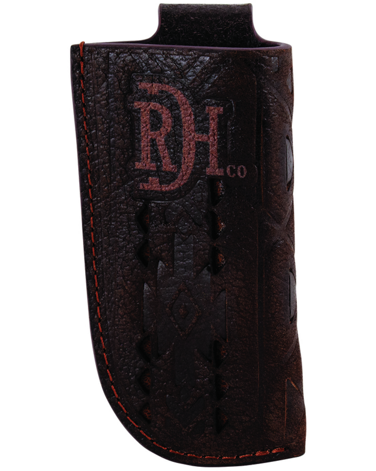Image #1 - Red Dirt Hat Southwestern Inlay Leather Knife Sheath, Brown, hi-res