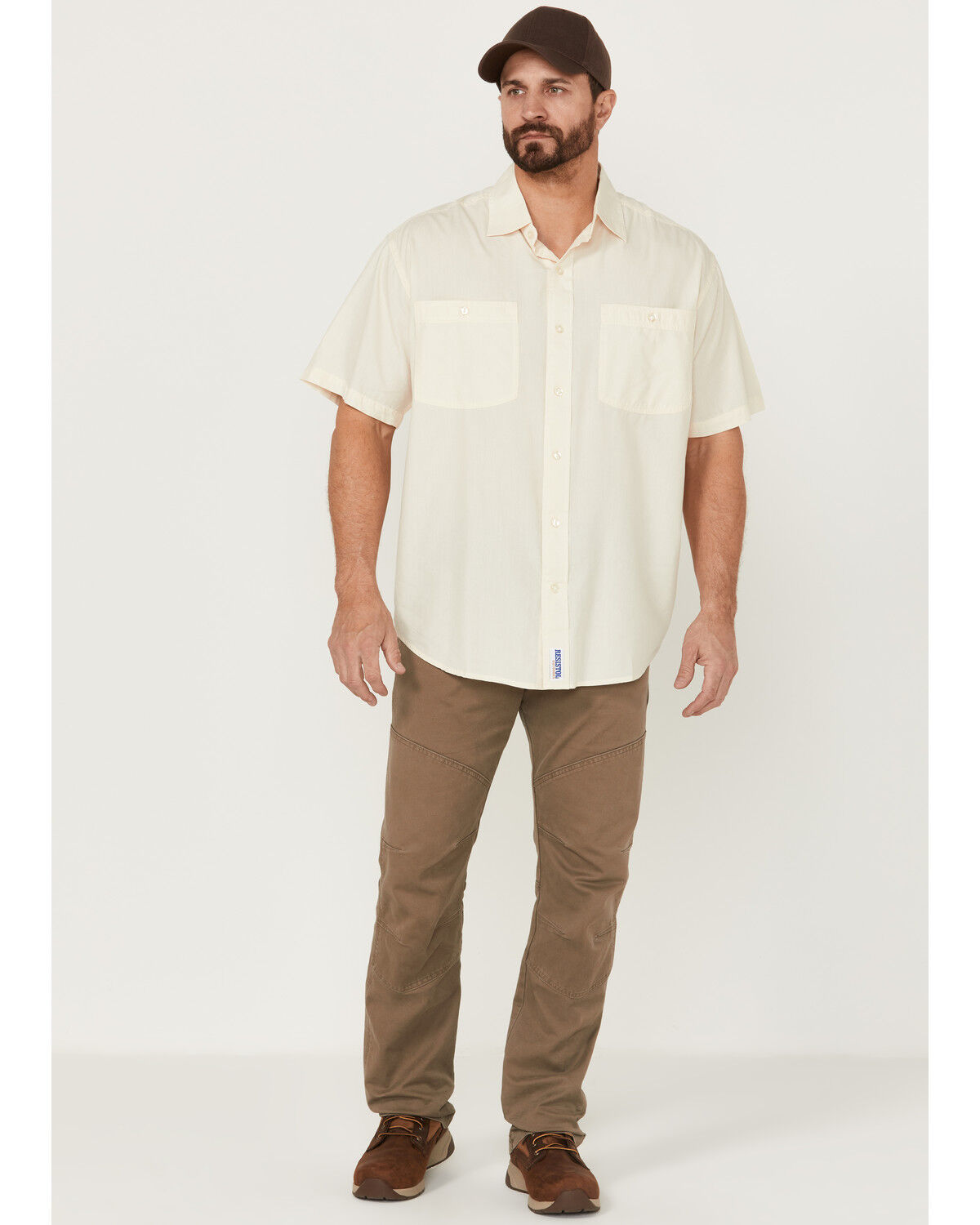 Image #2 - Resistol Men's Solid Short Sleeve Button-Down Western Shirt, Off White, hi-res