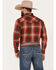 Image #4 - Ely Walker Men's Plaid Print Long Sleeve Snap Western Shirt, Rust Copper, hi-res