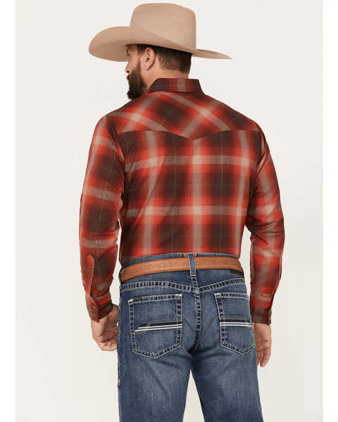 Image #4 - Ely Walker Men's Plaid Print Long Sleeve Snap Western Shirt , Rust Copper, hi-res