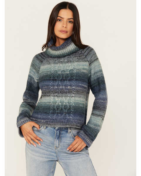 Image #1 - Cleo + Wolf Women's Turtle Neck Sweater, Blue, hi-res