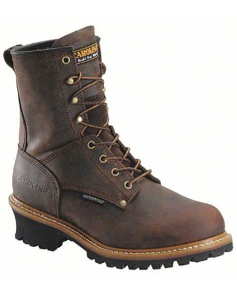 Carolina Men's Brown Waterproof Logger Boots - Steel Toe, Brown, hi-res