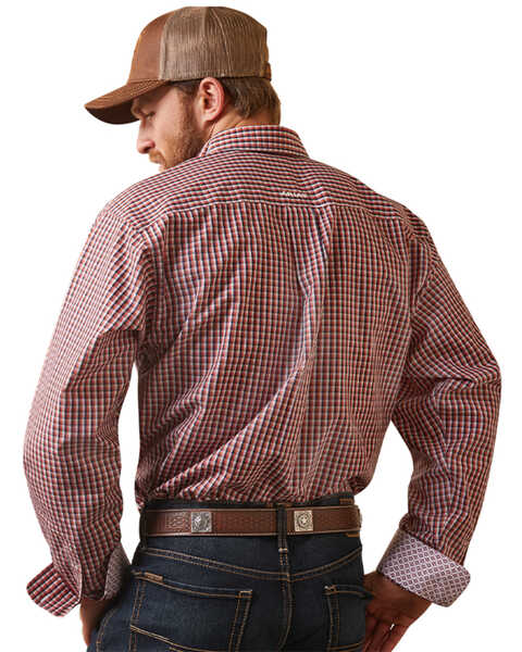 Image #4 - Ariat Men's Wrinkle Free Omari Plaid Print Long Sleeve Button-Down Western Shirt , Red, hi-res