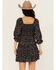 Image #4 - Angie Women's Floral Print Knot Front Mini Dress, Black, hi-res