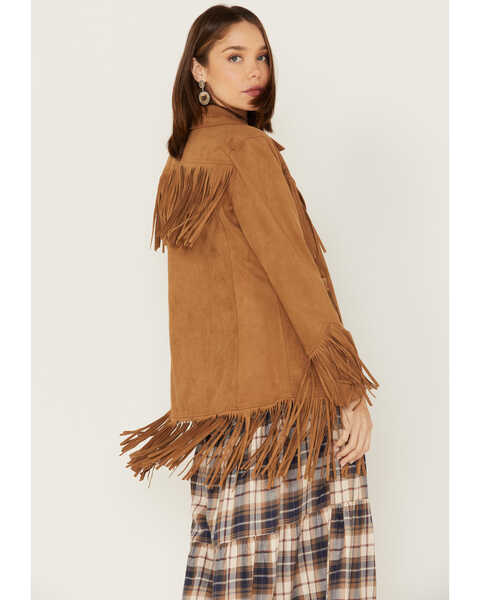 Image #4 - Powder River Outfitters Women's Suede Fringe Snap Jacket, Brown, hi-res