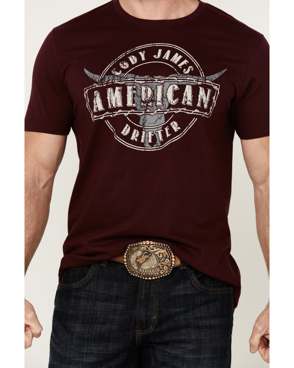 Image #3 - Cody James Men's Bull Banner Short Sleeve Graphic T-Shirt, Maroon, hi-res