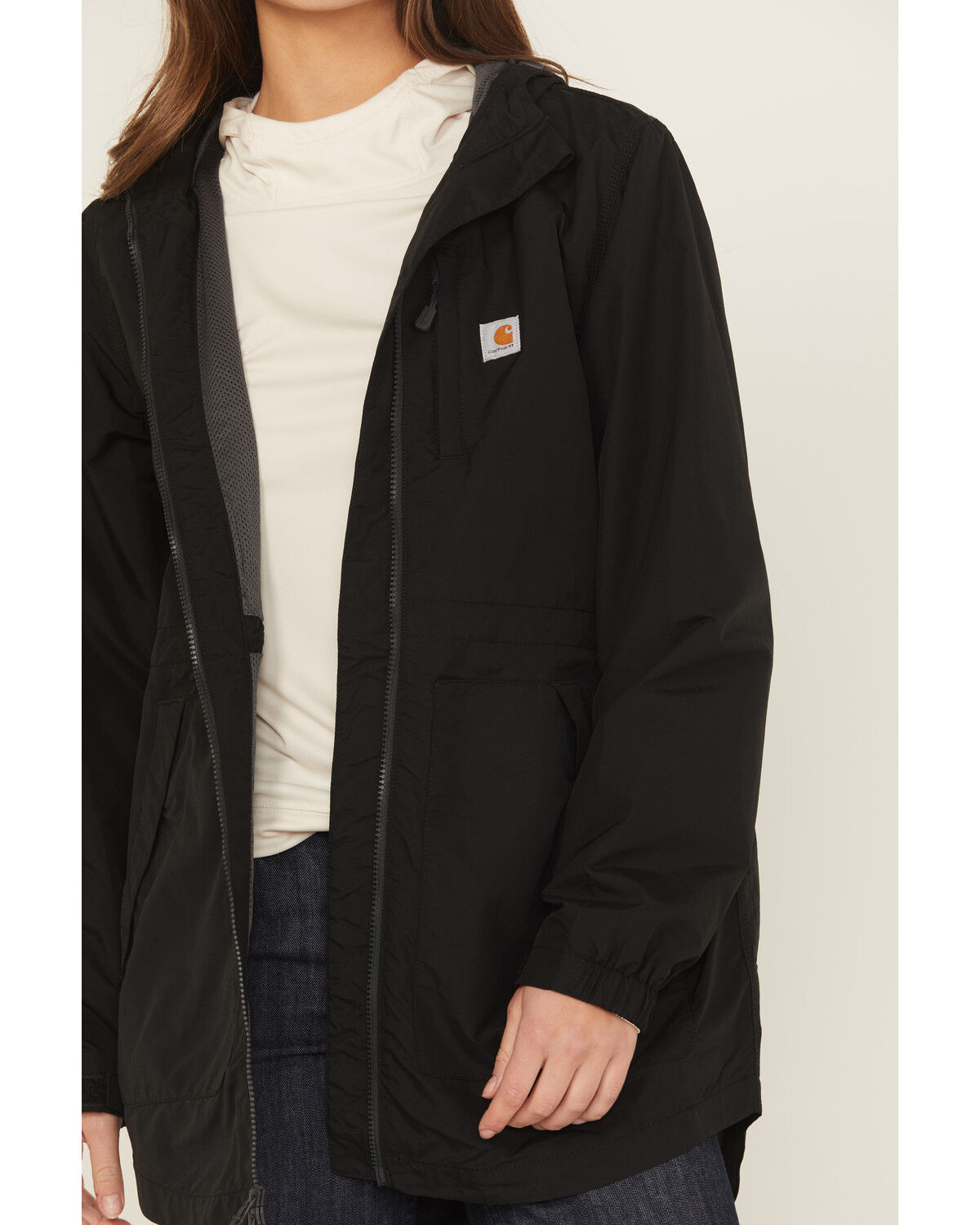 Image #3 - Carhartt Women's Black Rain Defender Nylon Coat, Black, hi-res