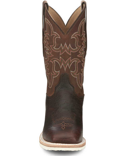 Image #4 - Justin Men's Western Boots - Broad Square Toe, Dark Brown, hi-res