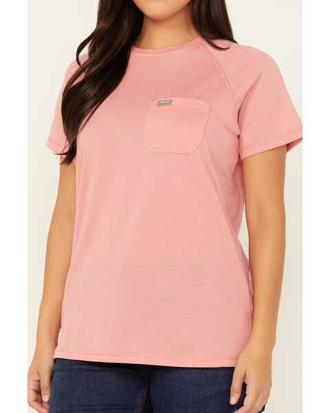 Image #3 - Ariat Women's Rebar Heat Fighter Short Sleeve Work Shirt , Dark Pink, hi-res