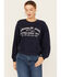 Image #1 - Wrangler Women's Oversized Born Free Modern Crewneck Sweatshirt, Navy, hi-res