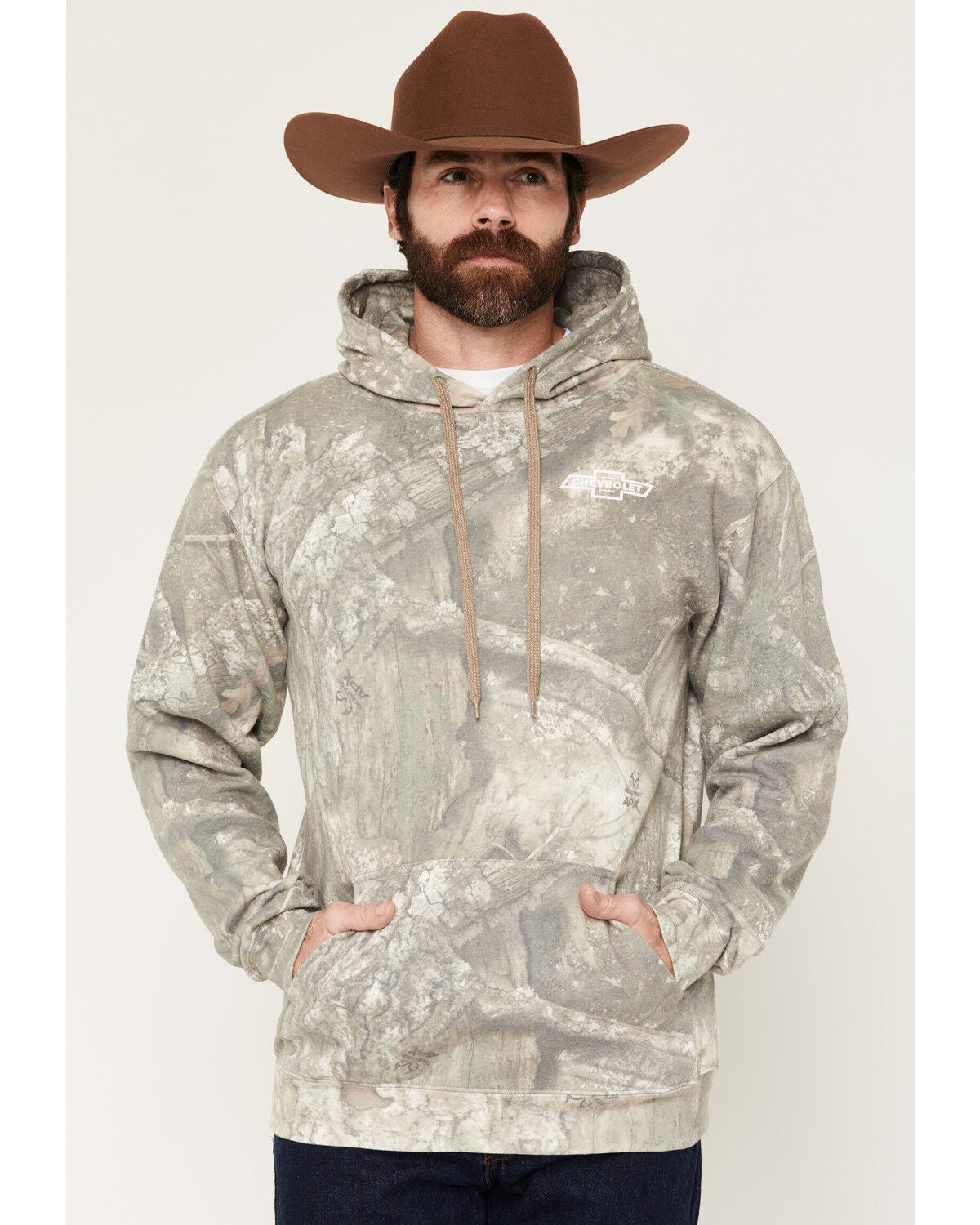 Image #2 - Buckwear Men's Camo Print Chevy Logo Eagle Graphic Hooded Sweatshirt, Camel, hi-res