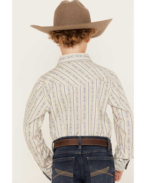 Image #4 - Cody James Boys' Striped Long Sleeve Snap Western Shirt, Tan, hi-res
