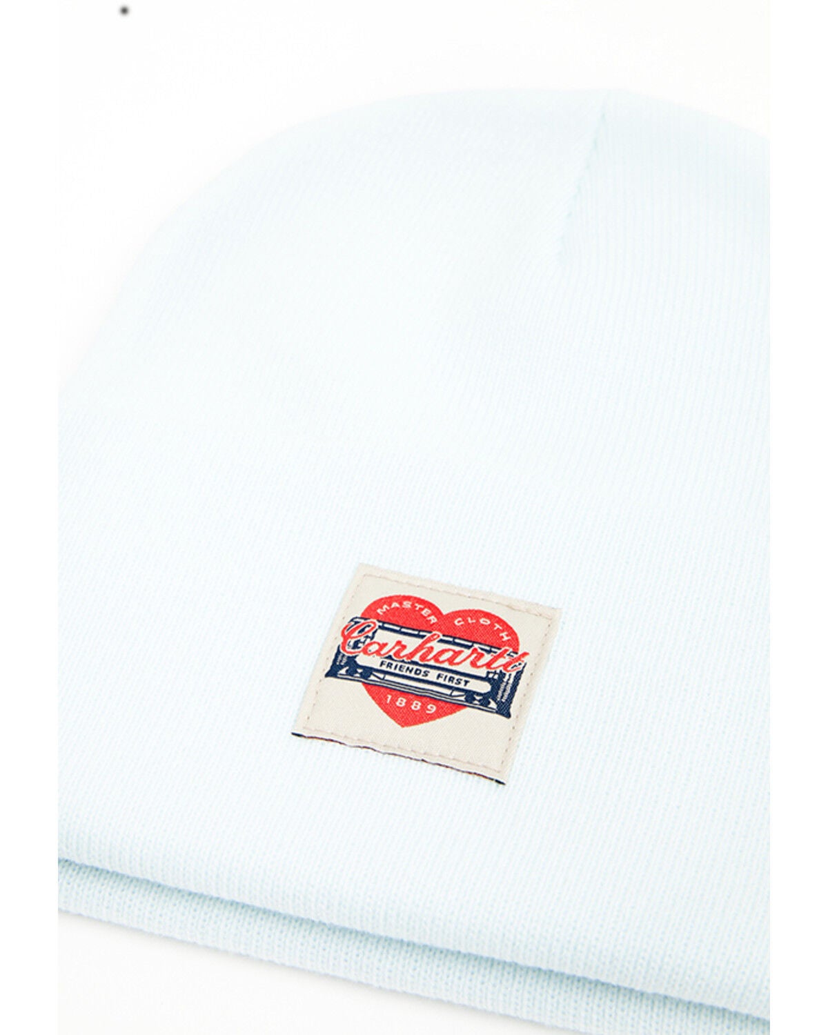 Image #2 - Carhartt Knit Cuffed Logo Heart Patch Beanie, Light Blue, hi-res