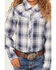 Ely Walker Girls' Embroidered Yoke Plaid Print Long Sleeve Pearl Snap Western Shirt , Blue, hi-res