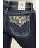 Image #2 - Miss Me Women's Dark Wash Mid Rise Faux Flap Pocket Bootcut Stretch Denim Jeans, Dark Wash, hi-res