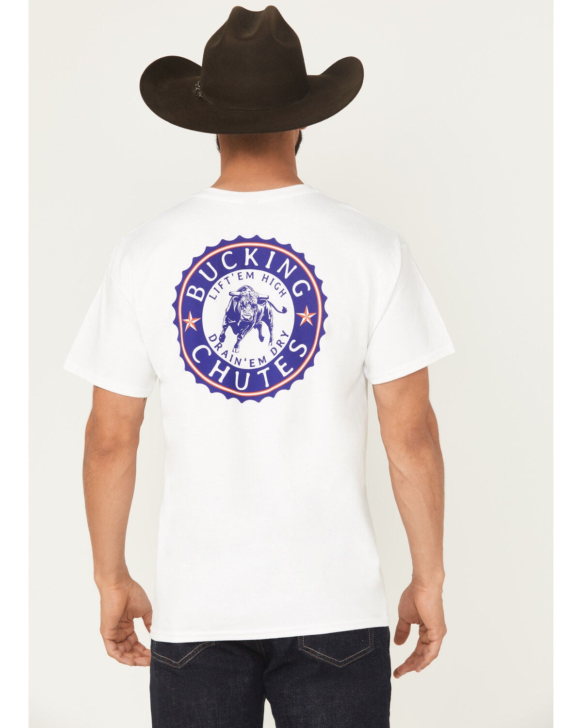 Bucking Chutes Men's Beer Cap Short Sleeve Graphic T-Shirt, White, hi-res