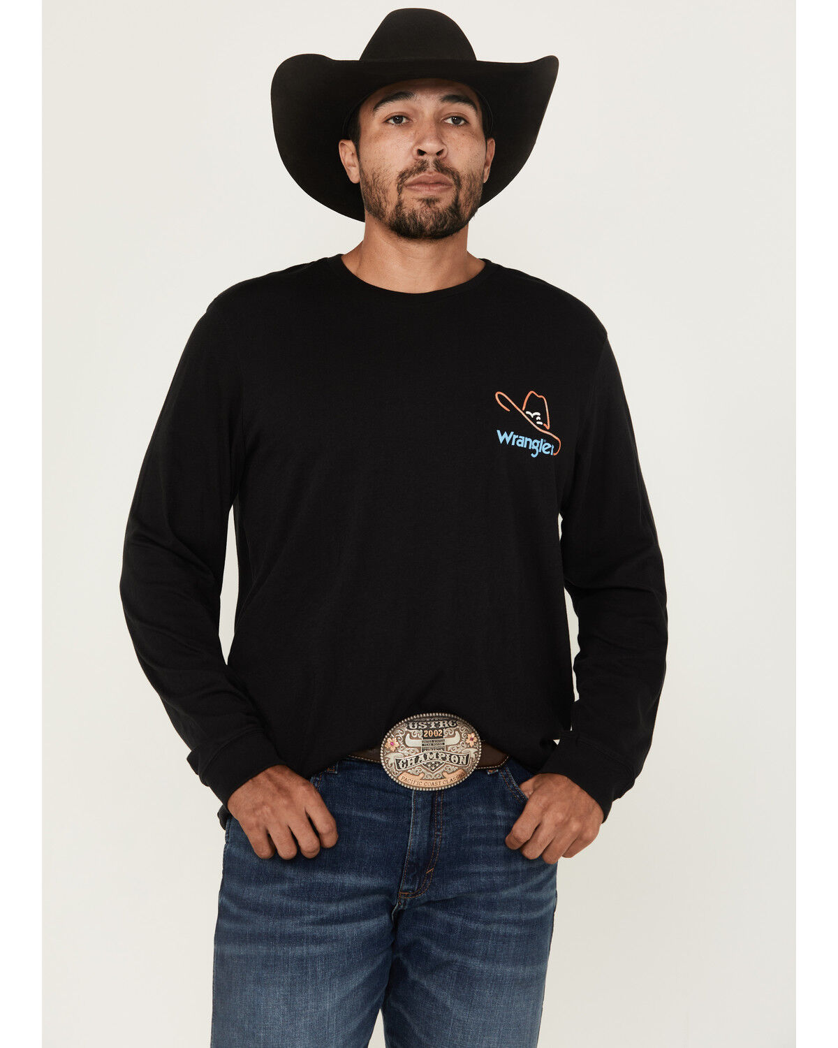 Image #2 - Wrangler Men's Long Live Cowboys Long Sleeve Graphic T-Shirt, Black, hi-res