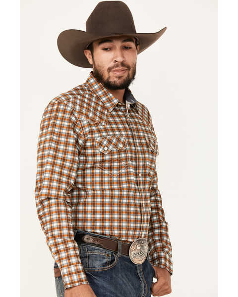 Image #2 - Cody James Men's Reverent Plaid Print Long Sleeve Snap Western Shirt - Big , Rust Copper, hi-res