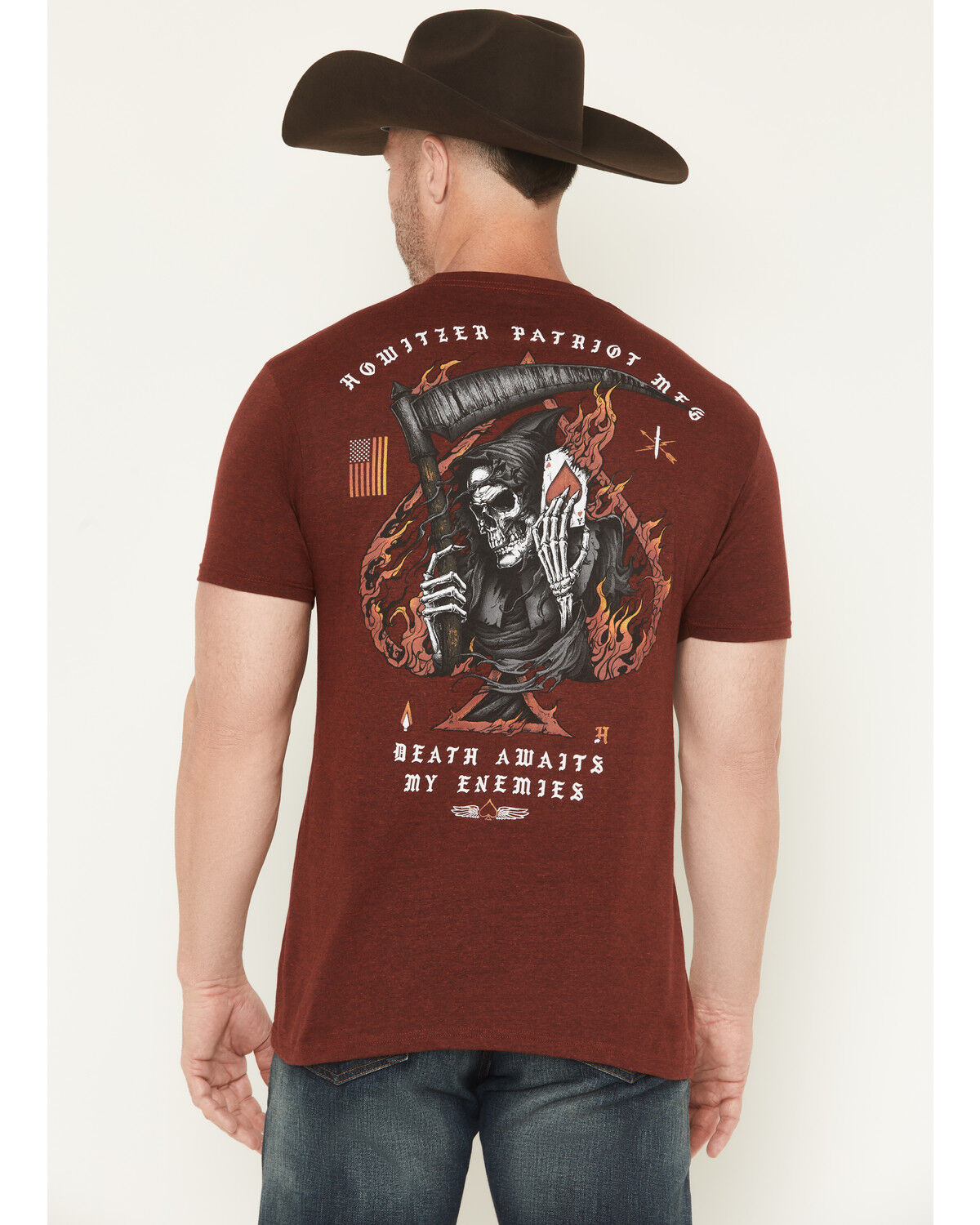 Image #1 - Howitzer Men's Fire Dealer Short Sleeve Graphic T-Shirt, Burgundy, hi-res
