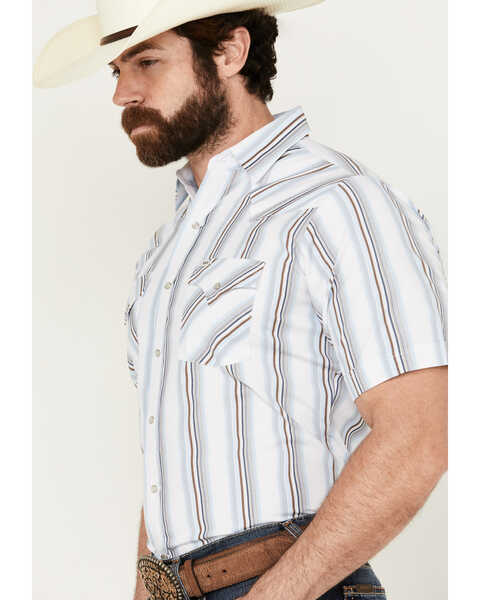 Image #2 - Ely Walker Men's Striped Print Short Sleeve Snap Western Shirt , Light Blue, hi-res