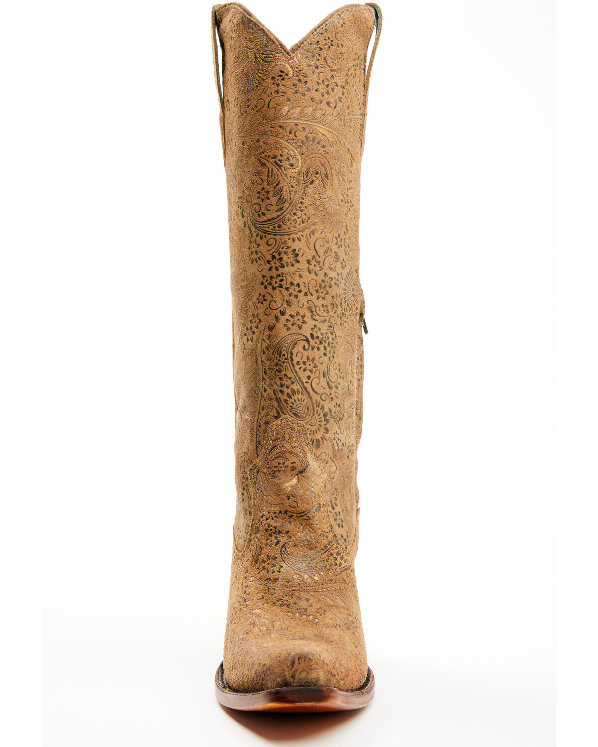 Image #4 - Corral Women's Stamped Floral Suede Tall Western Boots - Snip Toe, Sand, hi-res