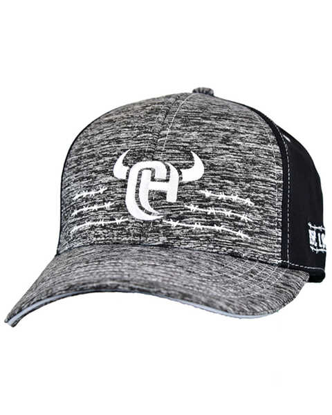 Cowboy Hardware Men's Heather Gray & Black CH Barbed Wine Embroidered Ball Cap , Black, hi-res