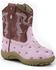 Image #1 - Roper Infant Boys' Ostrich Print Western Boots - Round Toe, Pink, hi-res