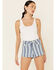 Shyanne Women's Striped High Rise Shorts, Light Blue, hi-res