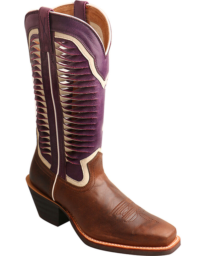 Twisted X Women's 12" Ruff Stock Vented Shaft Cowgirl Boots - Square Toe, Brown, hi-res