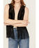 Image #2 - Vocal Women's Studded Faux Suede Fringe Vest , Black, hi-res