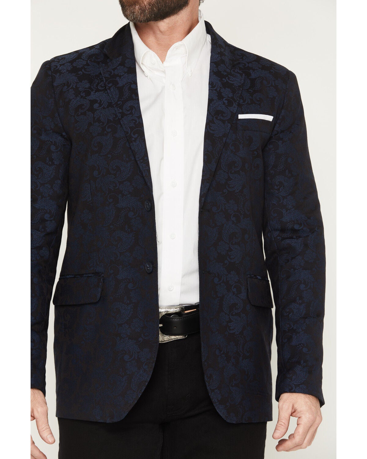 Image #3 - Rock & Roll Denim Men's Paisley Jacquard Modern Fit Sportcoat, Navy, hi-res