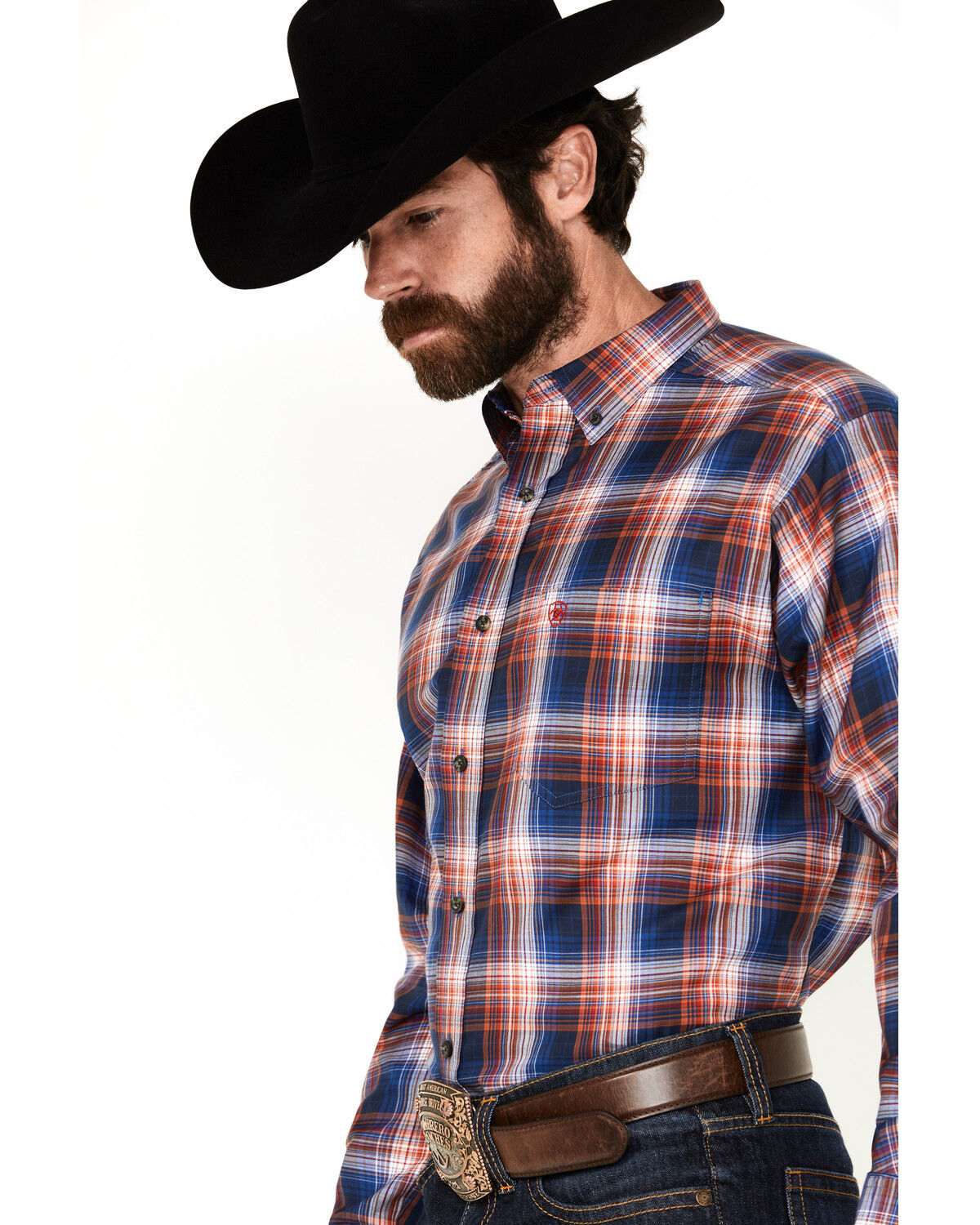 Image #2 - Ariat Men's Boot Barn Exclusive Presly Plaid Print Long Sleeve Button-Down Western Shirt, Blue, hi-res