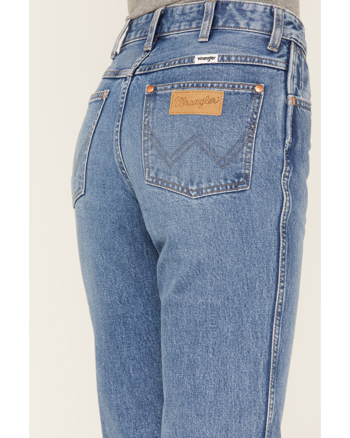 Image #4 - Wrangler Women's Wild West 603 Light Wash Patty High Rise Distressed Cropped Straight Jeans, Blue, hi-res