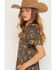 Image #2 - Sendero Provisions Women's La Dahlia Floral Print Short Sleeve Snap Midi Dress, Rust Copper, hi-res
