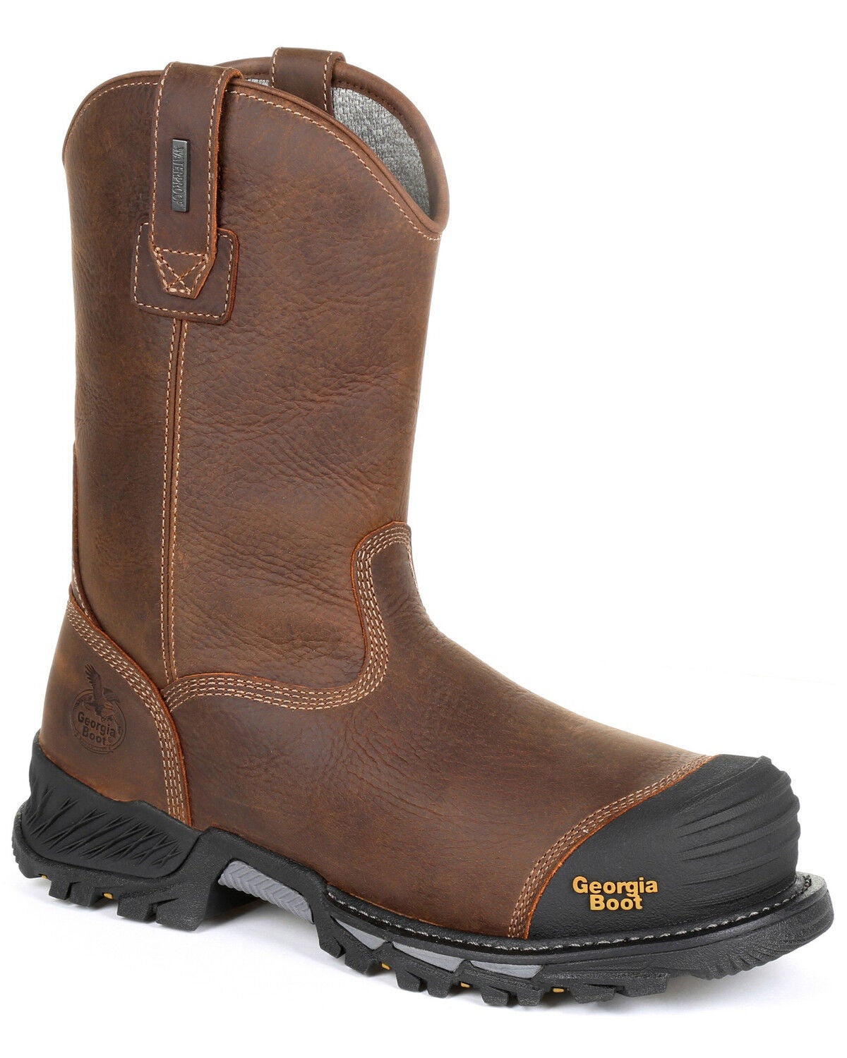 Georgia Boot Men's Rumbler Waterproof Western Work Boots - Composite Toe, Black/brown, hi-res