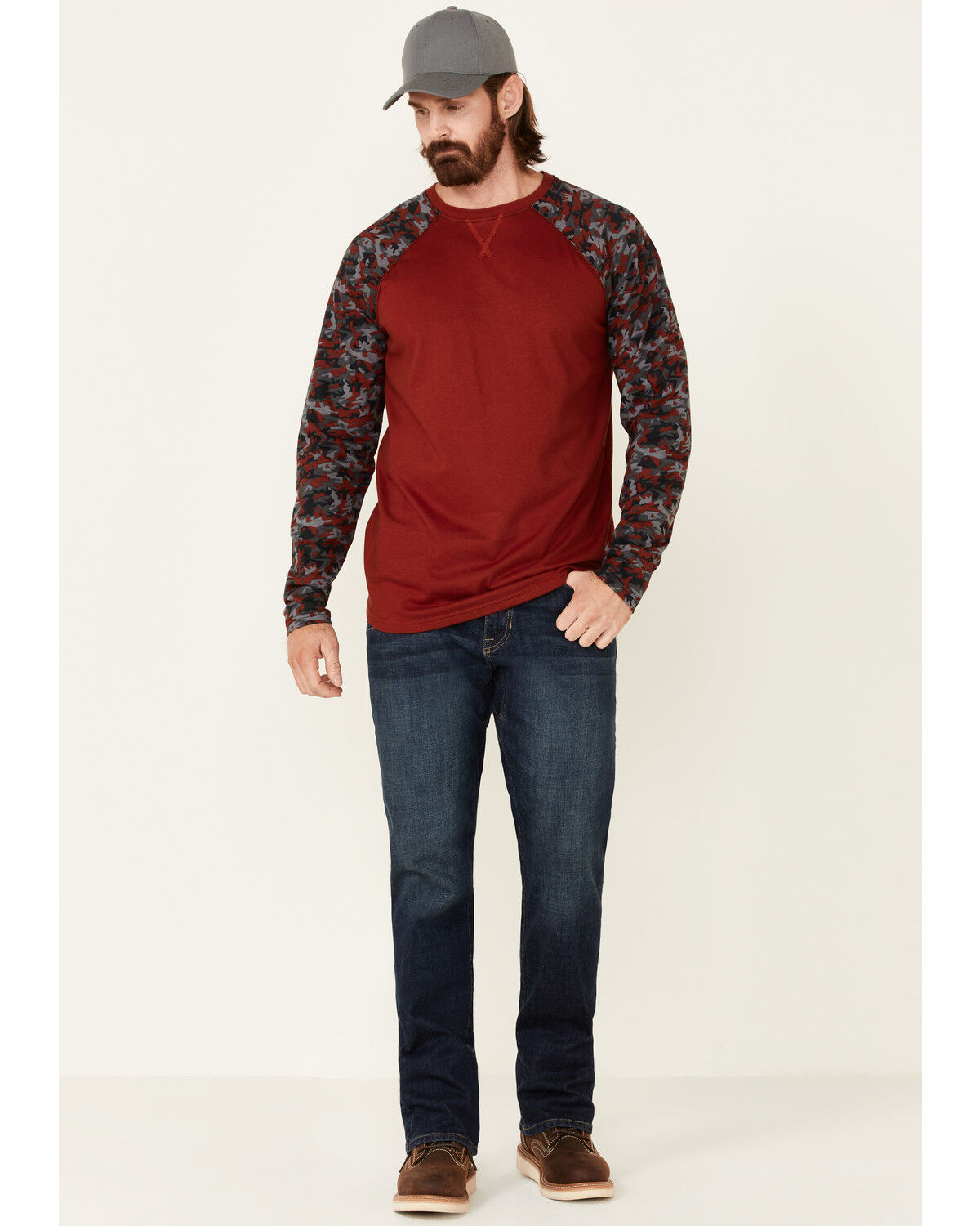 Image #2 - Cody James Men's FR Chili Long Sleeve Work Raglan T-Shirt, Chilli, hi-res