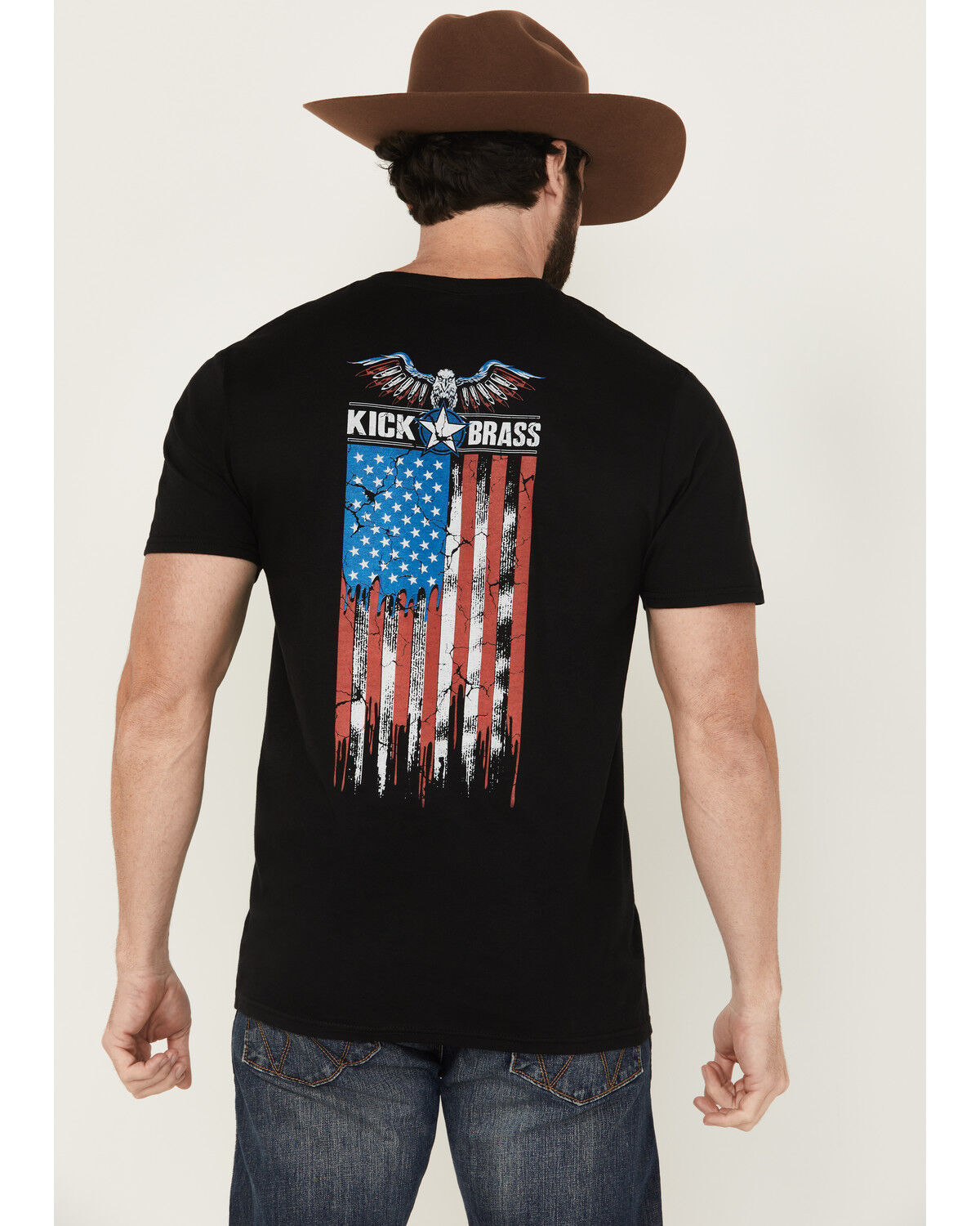 Image #1 - Kick Brass Men's Eagle Short Sleeve Graphic T-Shirt, Black, hi-res