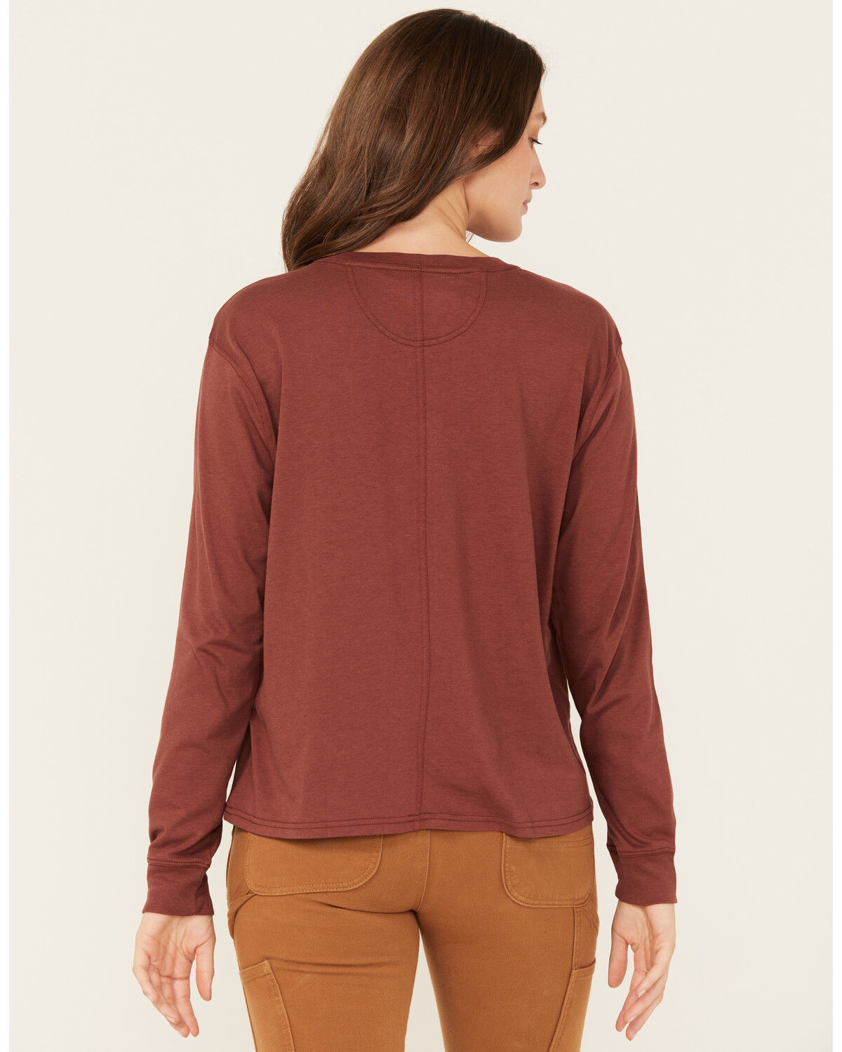 Image #4 - Carhartt Women's Loose Fit Lightweight Long Sleeve Pocket T-Shirt, Dark Brown, hi-res