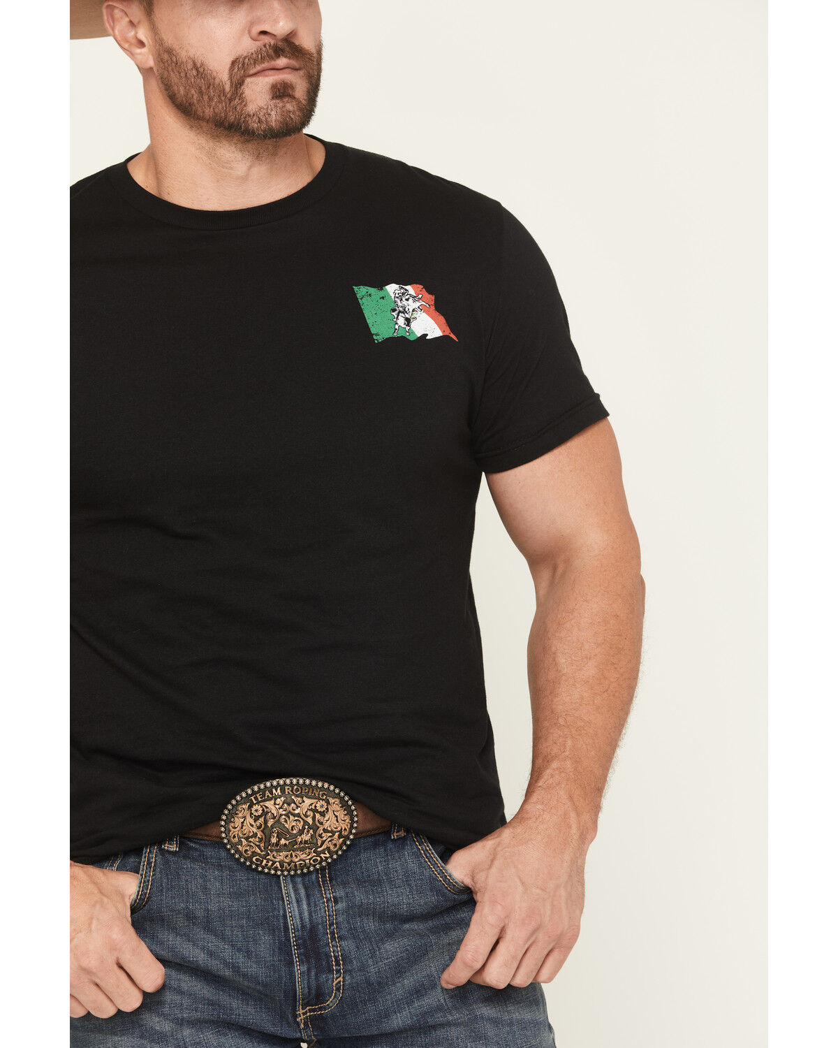 Image #4 - Cowboy Hardware Men's Bull Mexican Flag Short Sleeve Graphic T-Shirt, Black, hi-res