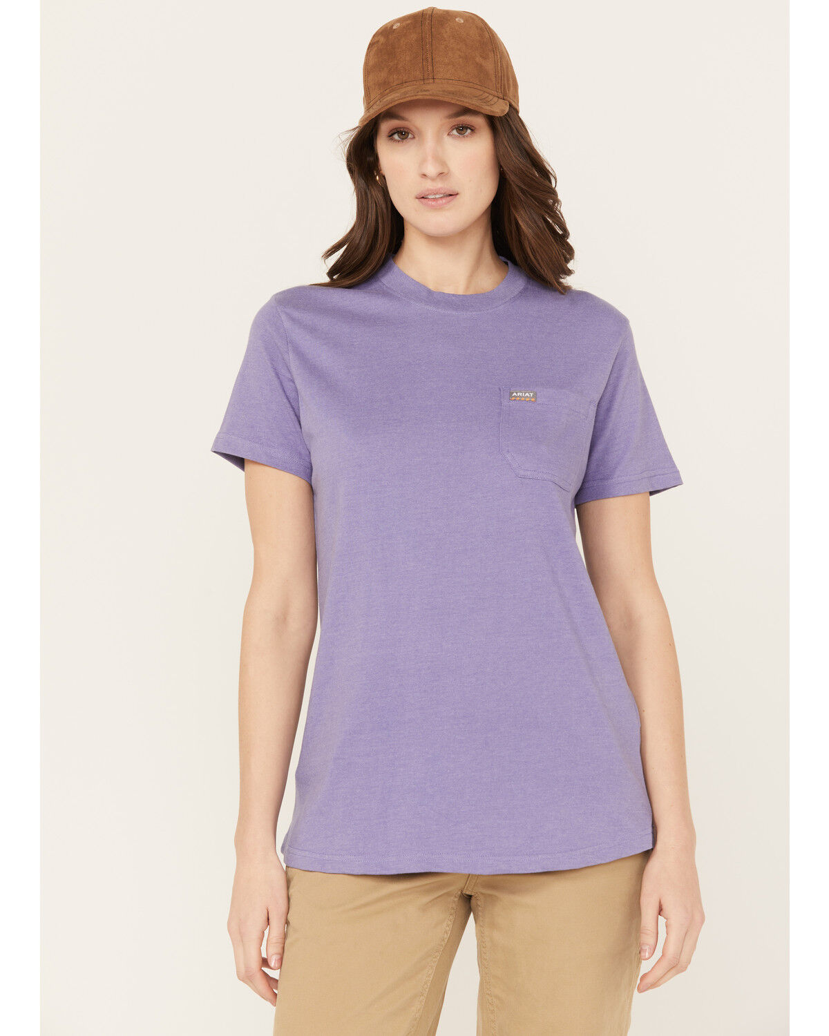 Image #1 - Ariat Women's Rebar Short Sleeve Work Tee, Lavender, hi-res